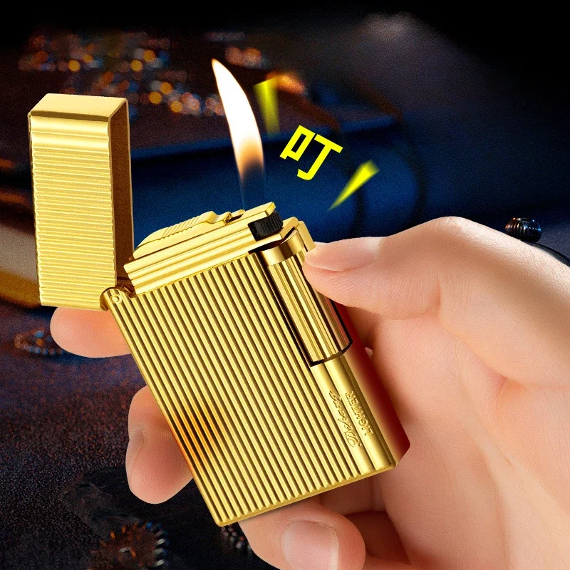 2024 New Metal Langsheng Open Fire Inflatable Lighter Creative Butane Gas Inflatable Lighter Smoking Accessories Gift Tool