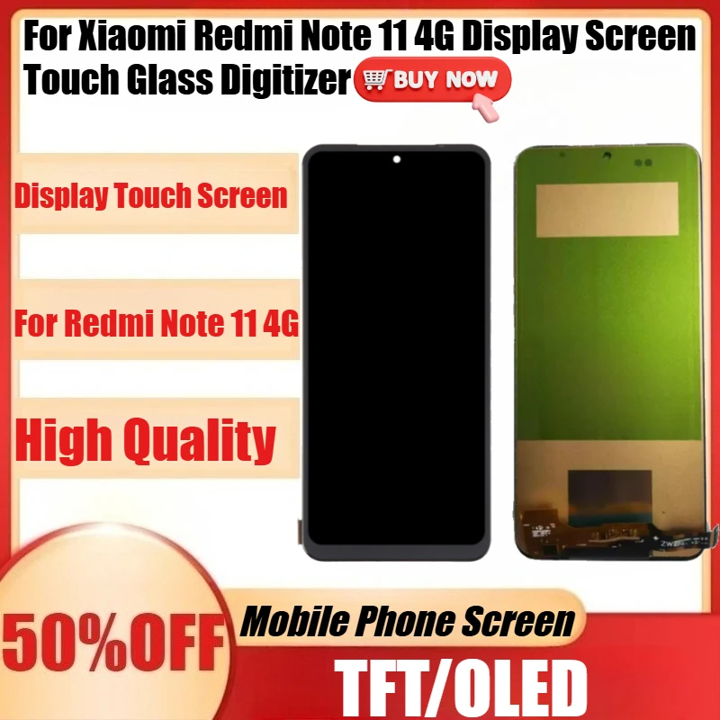 

New TFT/OLED LCD For Redmi Note 11 4G LCD For Xiaomi Redmi Note 11 4G Display Screen Touch Glass Digitizer With Frame