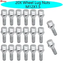 20x Car Accessories M12X1.5 Wheel Nuts Studs Lug Bolts Silver 28mm Parts For BMW 328i 535i M5 VW Golf Jetta Passat Mercedes-Benz