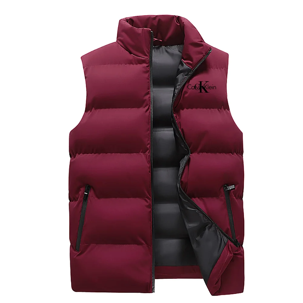 New brand Men's Winter Fashion Comfortable warm down jacket casual printed vest sleeveless outdoor warm vest down jacket men