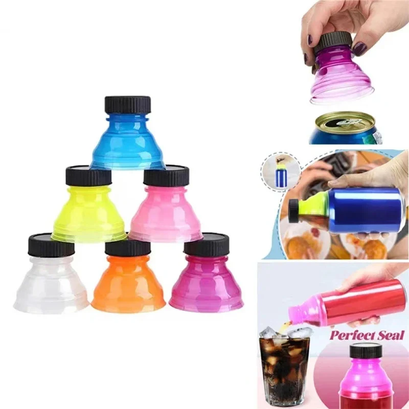 

6 Pcs Soda Can Lids Reusable Plastic Leak Proof Drinking Bottle Caps For Beer Cola Beverage Bottle Stopper Flip Cap Protector