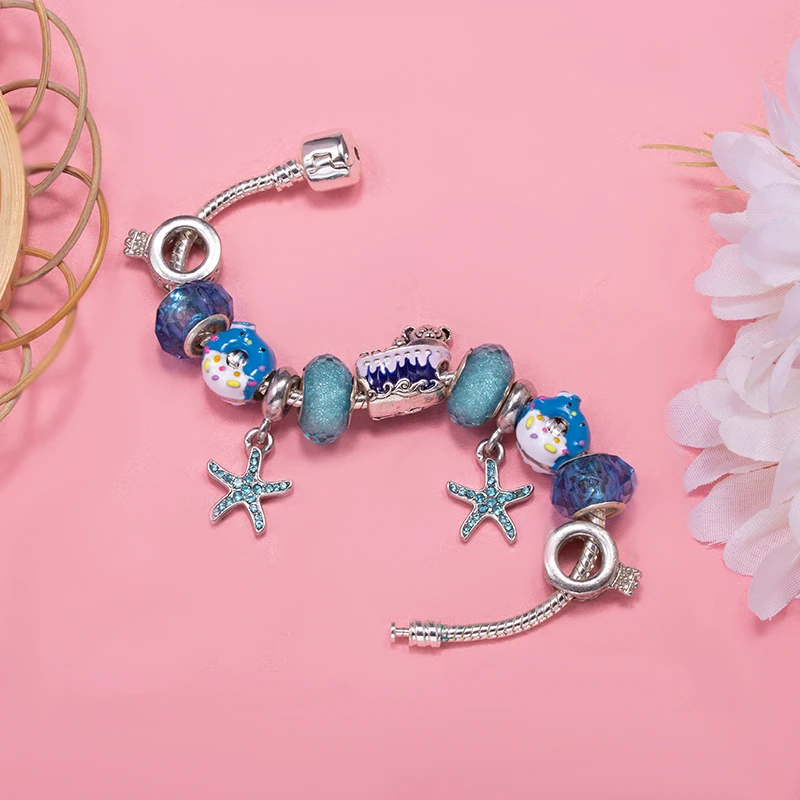 The Captain Sailed On Ship Bead Chain With Starfish Pendent DIY Brand Charm Bracelet Jewelry For Women To Making Gift New Desgin