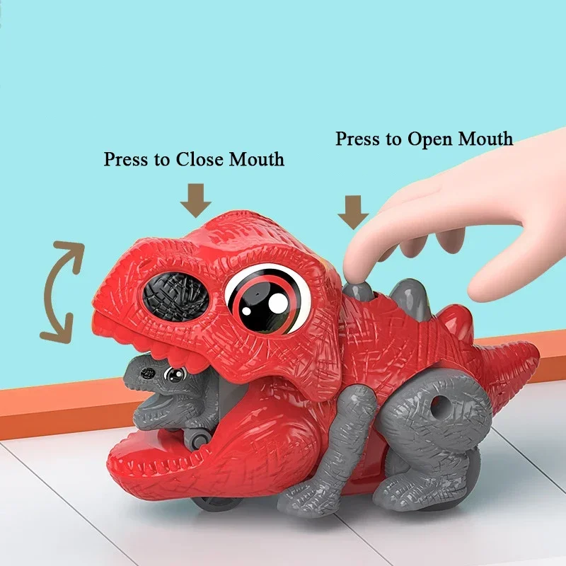 Press Sliding Launch Ejection Dinosaur Car Toys Mini Dinosaur Catapult Inertial Slide Cute Dino Shape Rear Button One-key Toys