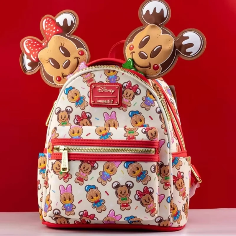 2024 Loungefly Disney Cute Cartoon Headwear Headband Mickey Minnie Genuine Backpack Mini Backpack Birthday Gift For Friends