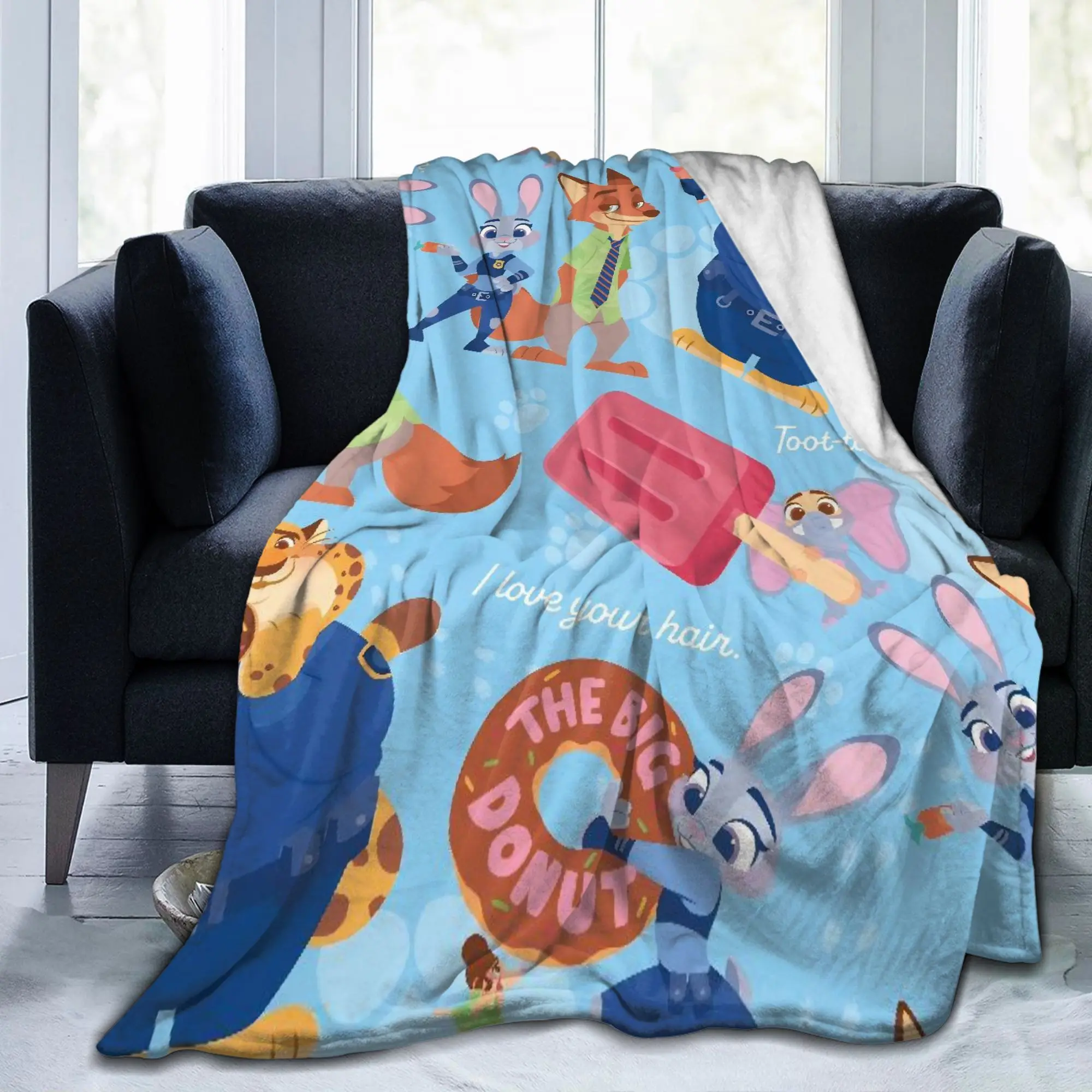 Zootopias Judy Nick بطانية الصوف المطبوعة متعددة الوظائف سوبر الدافئة رمي البطانيات لحاف غرفة نوم أريكة #6