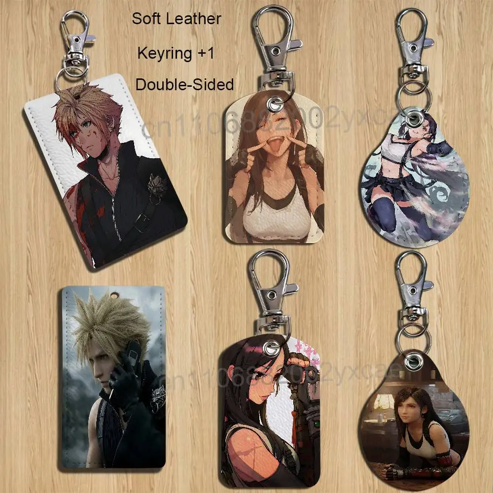 

Cloud Strife Tifa Lockhart FF7 Cartoon Singer Anime Card Keychain Fashion Pendant Bag ID Door Card Case Bus Card Cute Adult