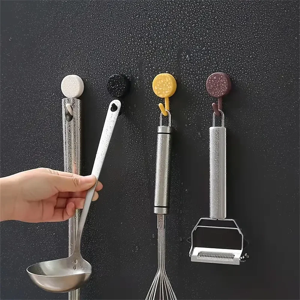 5Pcs Self Adhesive Hooks Kitchen Bathroom Storage Hanger Key Bags Towel Holder Rack Hook Household Door Wall Hanging Hook