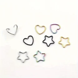 1pcs/4pcs Stainless Steel Hollow Heart/Star Shape Earrings Nose Rings Suitable For Daily Wear Non-Piercing Jewelry For Woman