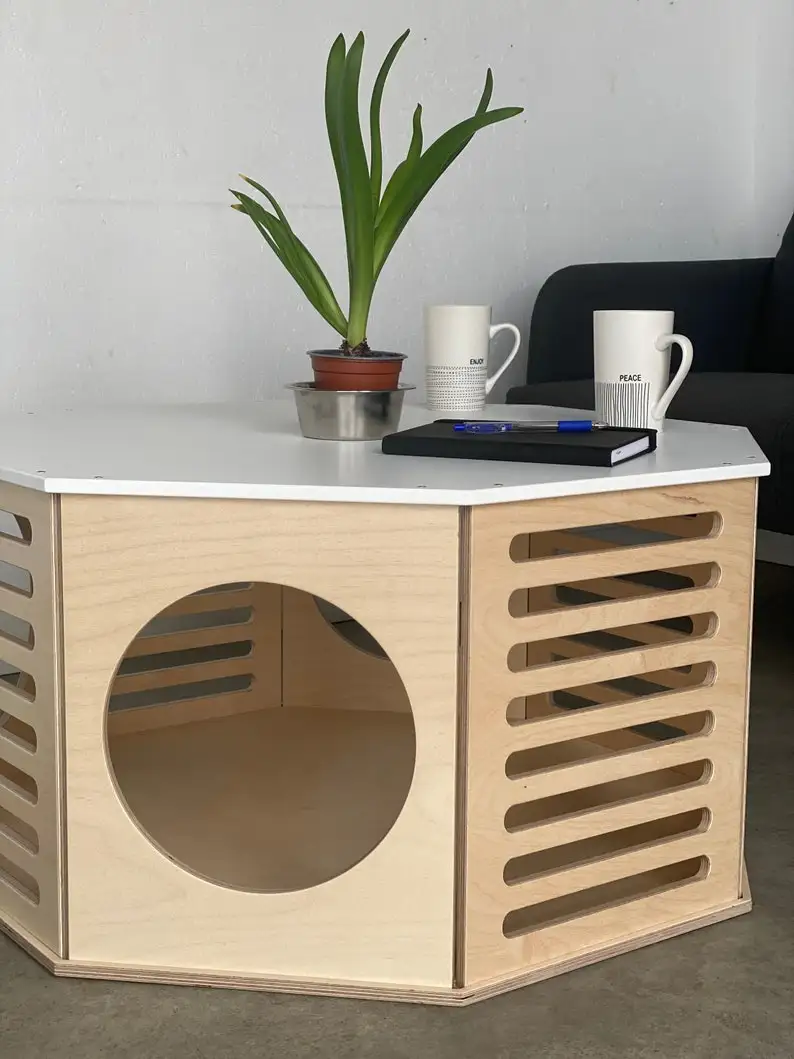 Fabricante de muebles personalizados, muebles de madera duraderos de alta calidad para perros, cama de madera de lujo para mascotas, casa para gatos interior