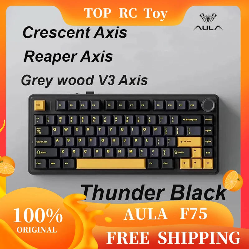 

AULA F75 75% 80 Keys Hot-Swap Gasket Bluetooth 5.0/2.4G Wireless/Wired Mechanical Keyboard PBT Keycaps For Mac/Win Computer Gift