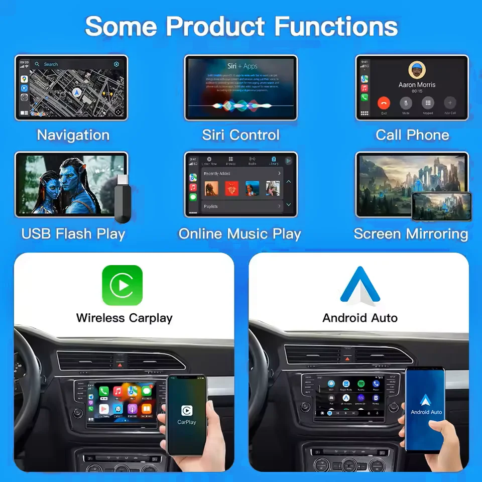 Carplay Android AUTO اللاسلكي لسيارة Volkswagen Golf 7 Tiguan Lamando Magotan Phideon Teramont مع كاميرا دعم نظام MIB1/MIB2 #2