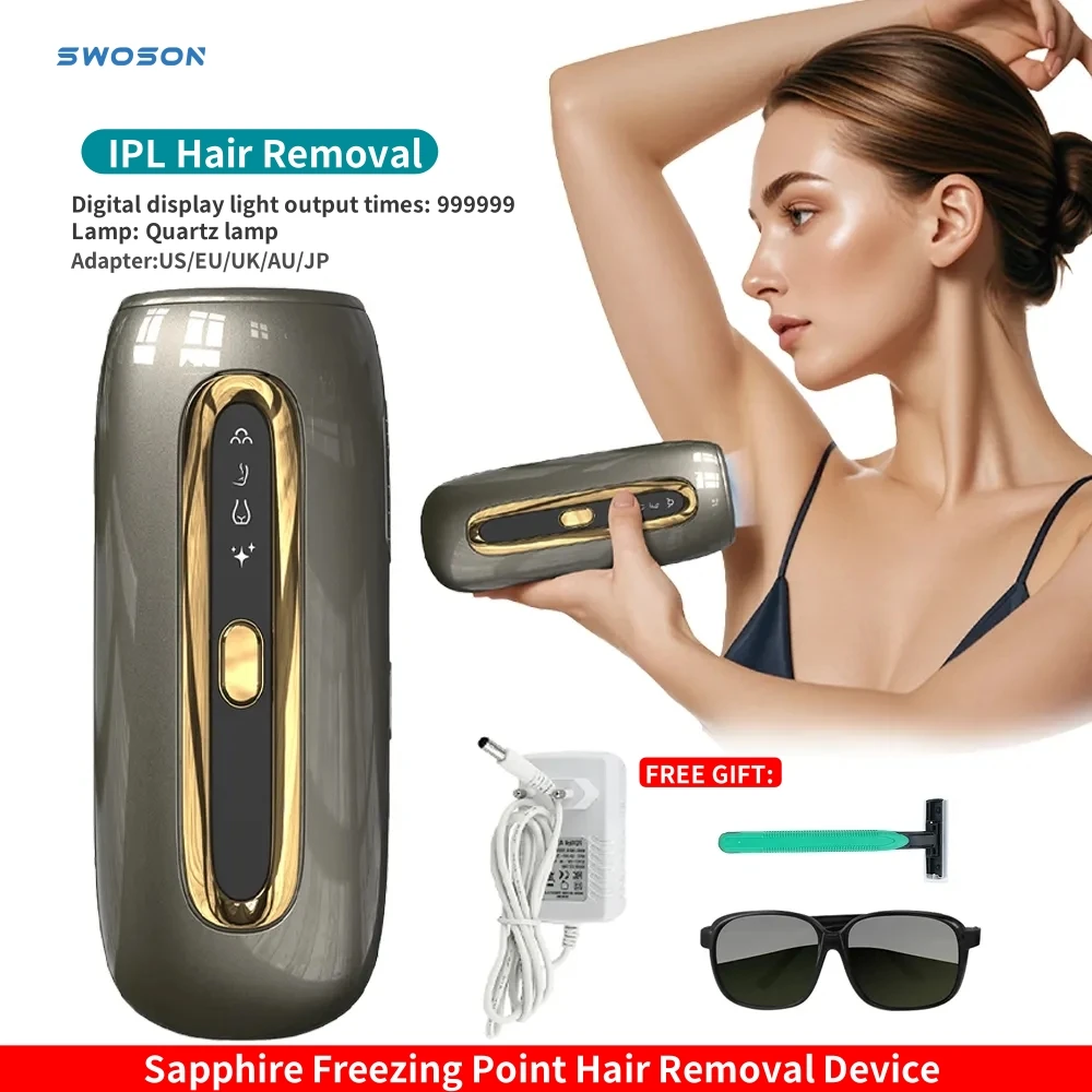 Swoson IPL Laser Hair Removal Device Body Bikinis and Face Epilator Home Use Sapphire Freezing Point Depilador for Man Women