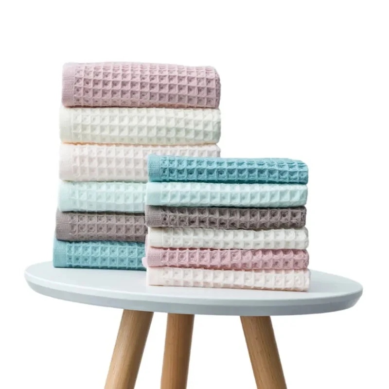 1/4/6PCS Plaid Cotton Waffle Towels - High Quality Bath Hand Face Towels for Bathroom Sport Household Non-disposable Magic Towel