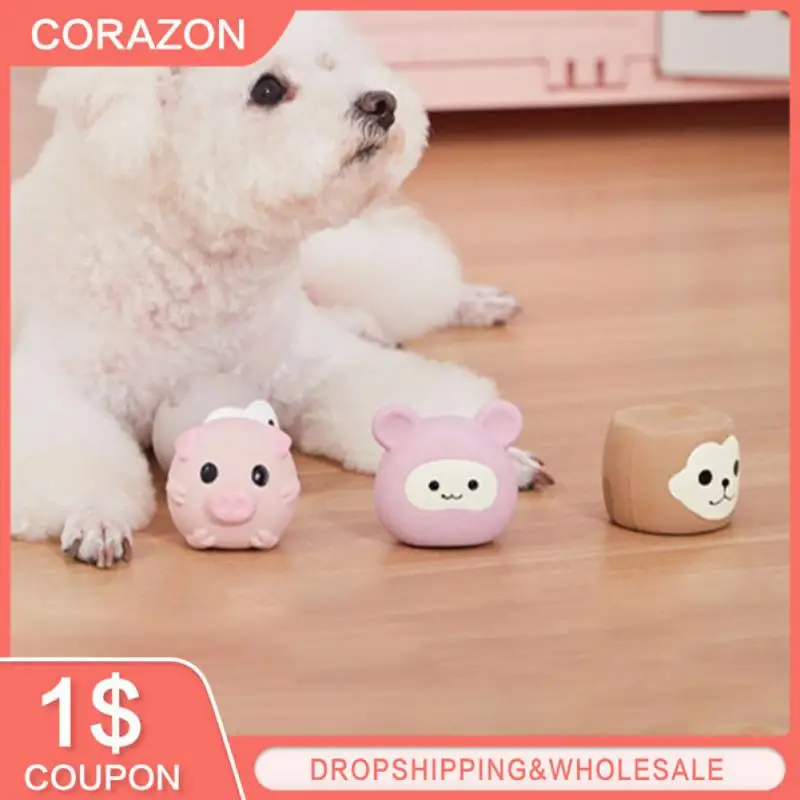 Bolas de goma suaves y chirriantes para perros pequeños, juguetes para masticar de colores brillantes para cachorros, 6-1 piezas