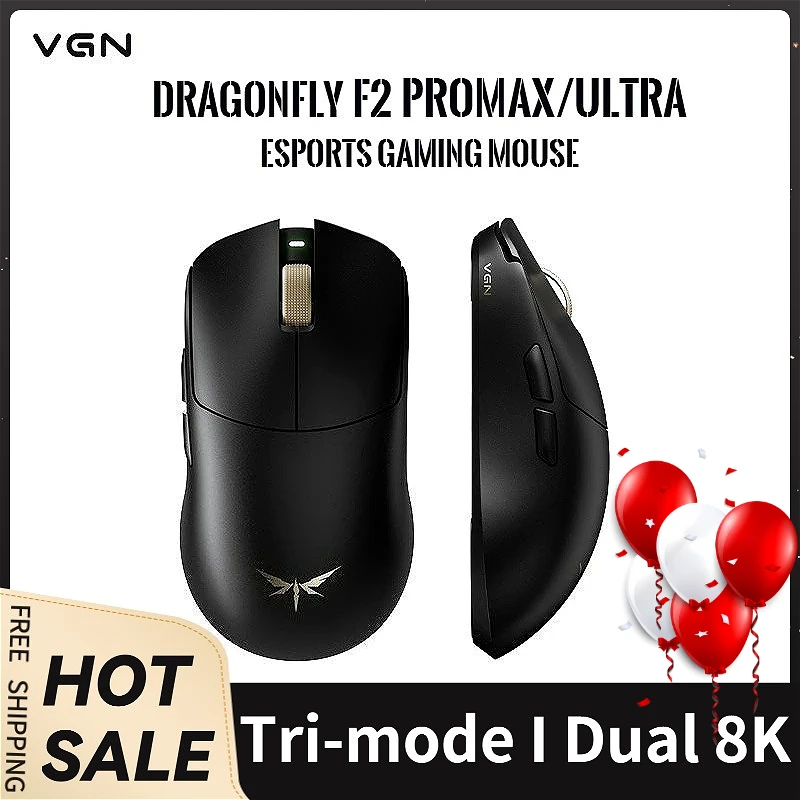 

Беспроводная игровая мышь VGN Dragonfly F2 ProMax/Ultra, трехрежимное соединение, двойной 8K, 42000 точек на дюйм, PAW3395/3950, 51 г, легкий дизайн