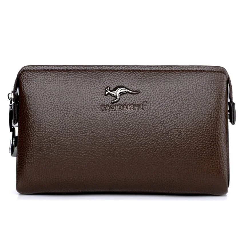 Fashion  Combination Lock Men's Clutch Wallet PU Leather Zipper Long Wallet Business Leisure Large Capacity Handbag