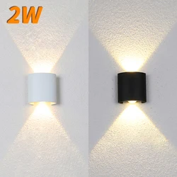 2W LED Wall Lamp Outdoor Waterproof Garden Lighting Indoor Bedroom Living Room Stairs Wall Light