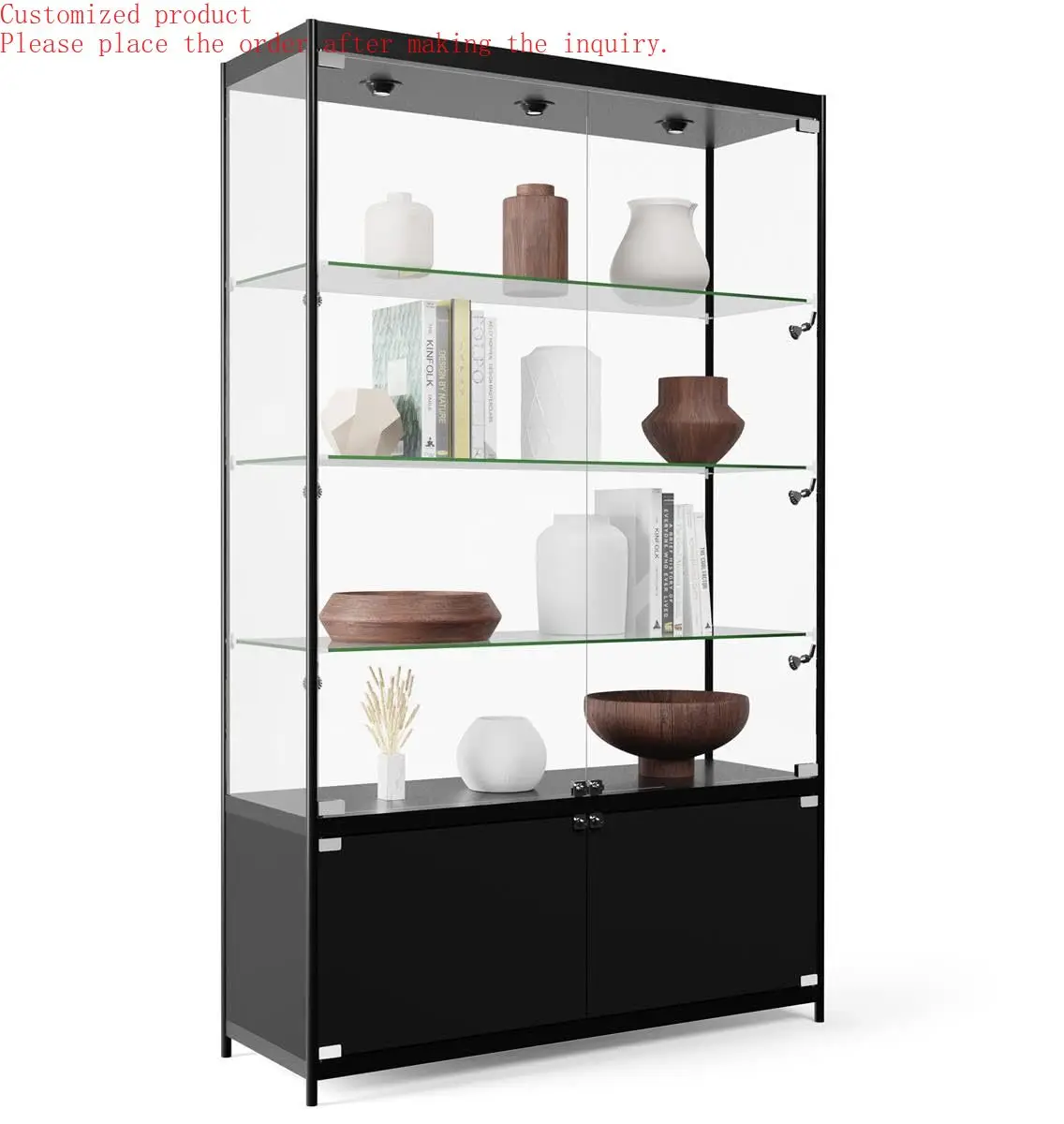 

Custom.Full Vision Storage Rack Glass Display Cabinet With LED Light for Retail Store Glass Display Showcase