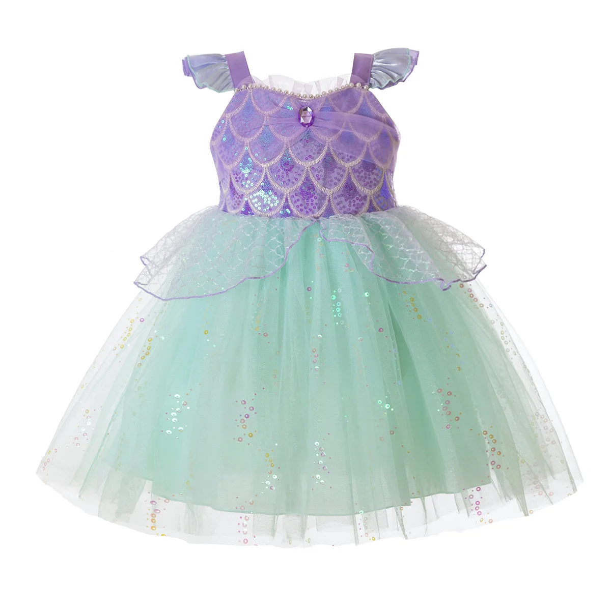 Girls Mermaid Tutu Dress Sequins Scale Sling Princess Dress Kids Birthday Party Costume Children Fairy Outfit view 6