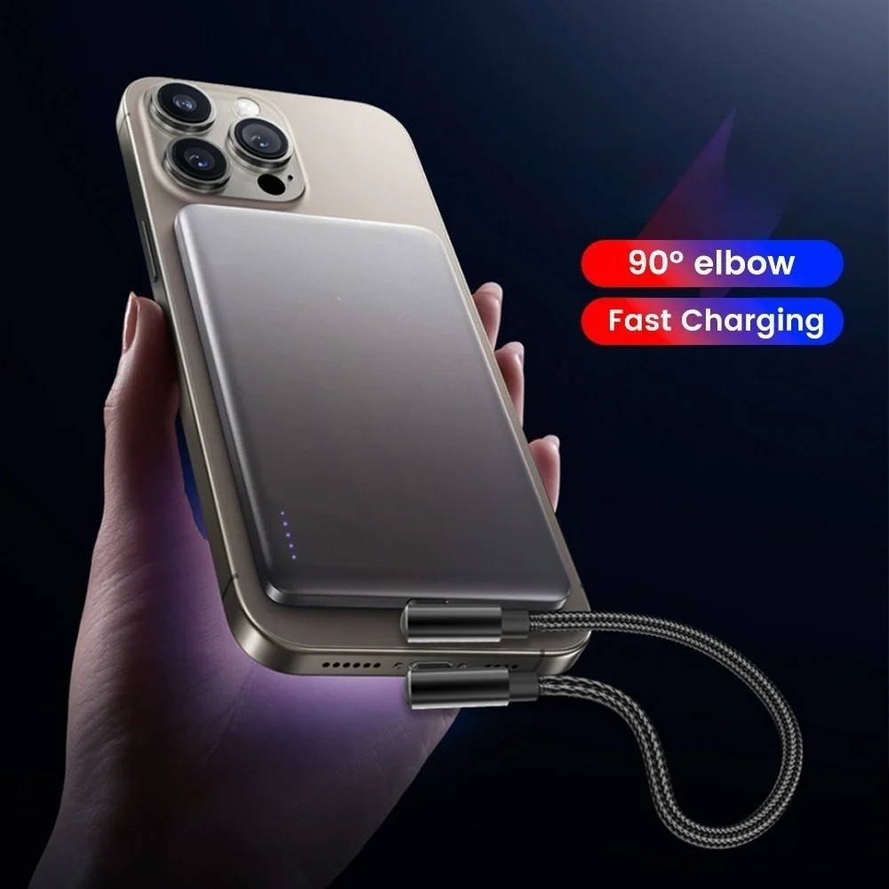 60W PD 90 Degree Elbow Type‑C to Type‑C Braided Fast Charging Cable High‑Speed Stable Data Cord for iPhone 15 Xiaomi Cell Phone
