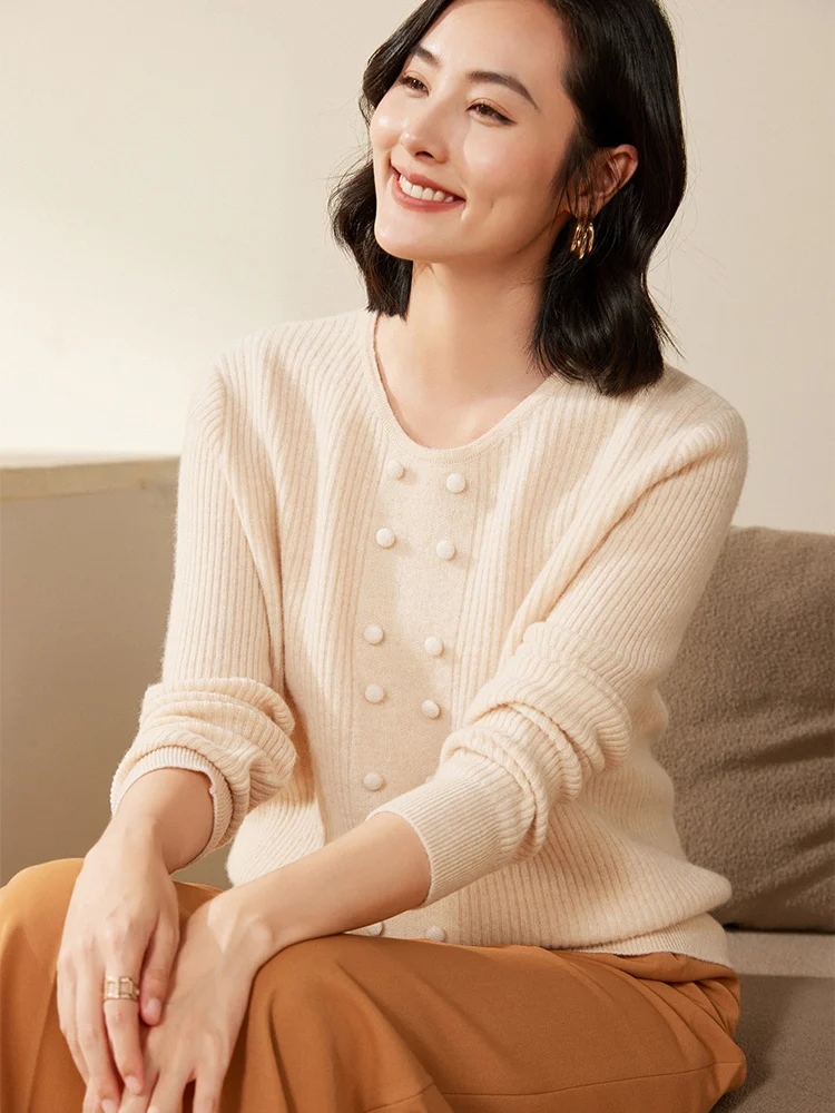 

Woman Basics Sweater 100% Merino Wool Knitwear Autumn Winter Simple V-Neck Pullover Casual Lazy Slim Fit Tops Classic Versatile