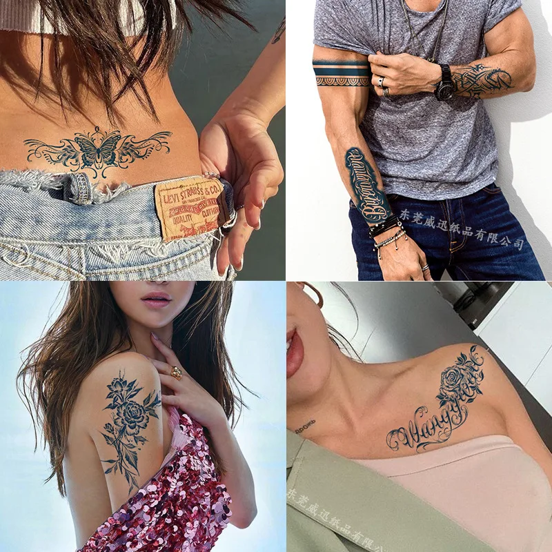 11x18 cm tatouages imperméables autocollant de tatouage demi manuel une unité aucune géométrie tatouages temporaires autocollants pour ongles précipités