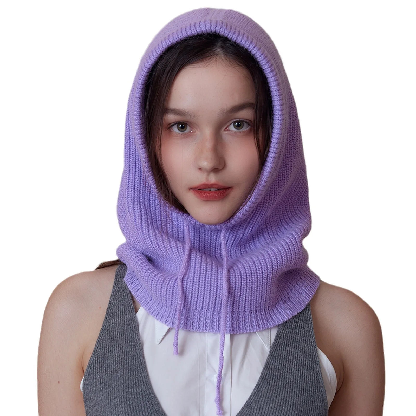 Chapeaux d'hiver en fourrure de lapin pour femmes, unisexe, tricoté, col à capuche, cagoule élastique réglable, casquette chaude Gorros Mujer Invierno, 2024