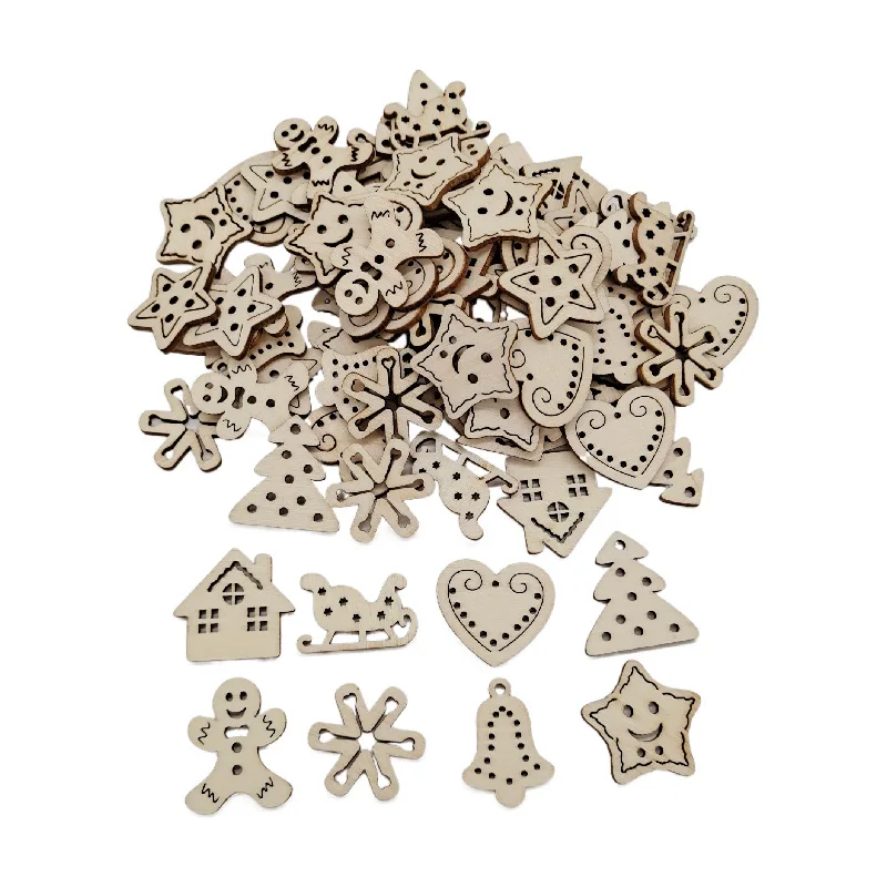 

50PCS Hollow Wood Pieces Unfinished Wooden Vintage Embellishments Decorative Accessories for Graffiti Home Decor DIY