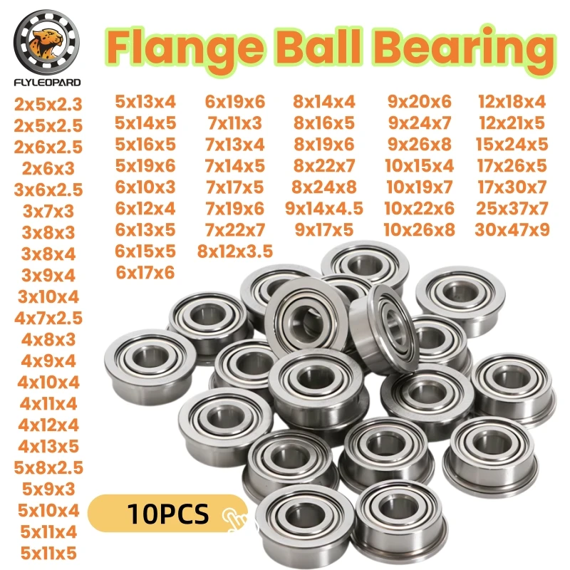 10pcs Micro Flange Bearing MF52 MF63 MF74 MF84 MF85 MF93 MF95 MF104 MF105 MF106 MF115 MF126 MF128 MF137 MF148 ZZ Bearings