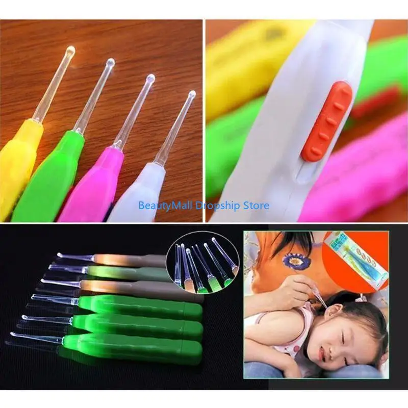 

40JD Cartoon LED Light Ear Pick Cleaner Spoon Flashlight Earwax Removal Tool Set Safe