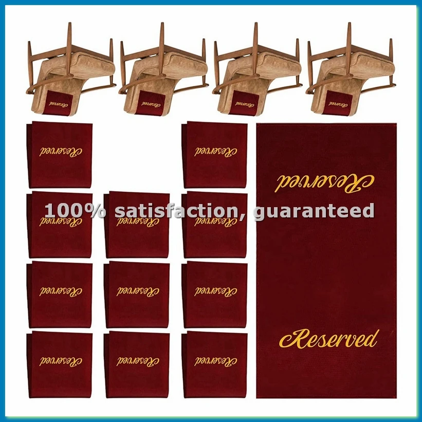 

12 Pieces Reserved Seating Signs for Chairs 22 Inch Reserved Signs for Church Pews Cloth Placeholder for Restaurant B-ABLA