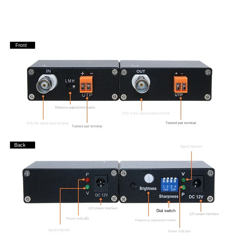 Imagem -04 - Active Video Balun para Cctv Câmera Twisted Pair Transmitter Bnc Long Range para Ahd Tvi Cvi Cctv Canal mp 10mp