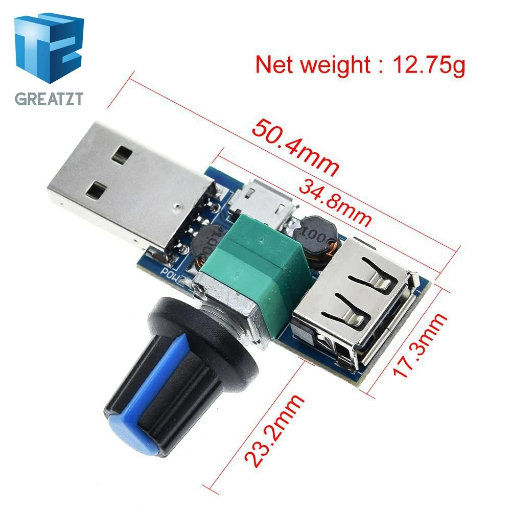 Mini USB Fan Governor Wind Speed Controller Air Volume Regulator Cooling Mute Multi Function Fan Speed Switch Module DC 5V