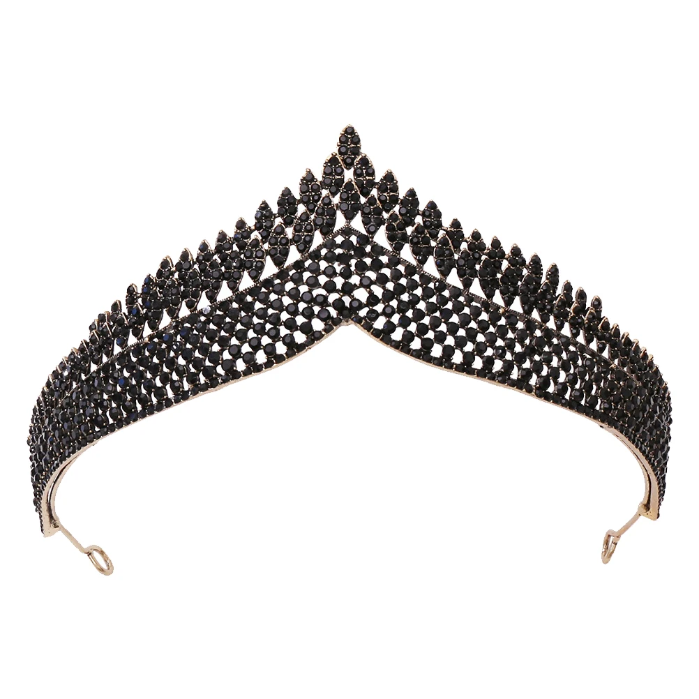 

Retro Crown Vintage Tiara Hair Accessories Rhinestone Wedding Headpiece Bride Headdress Shiny Decor Banquet Party Jewelry