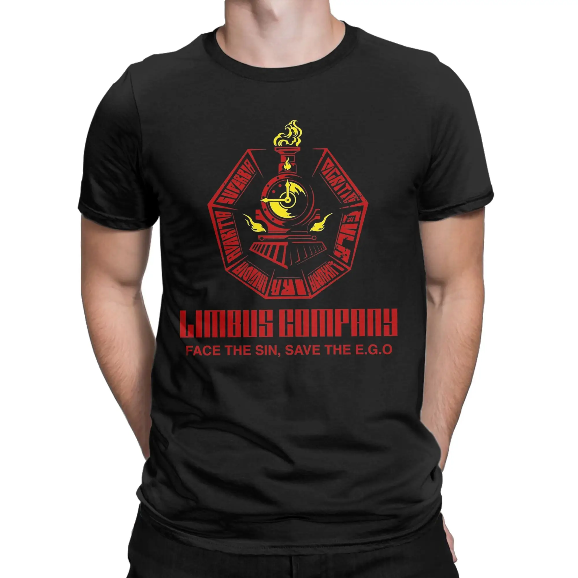 Men Limbus Company Logo Sin Train T Shirt  Pure Cotton Tops Fashion Short Sleeve Round Collar Tee Shirt Party T-Shirts