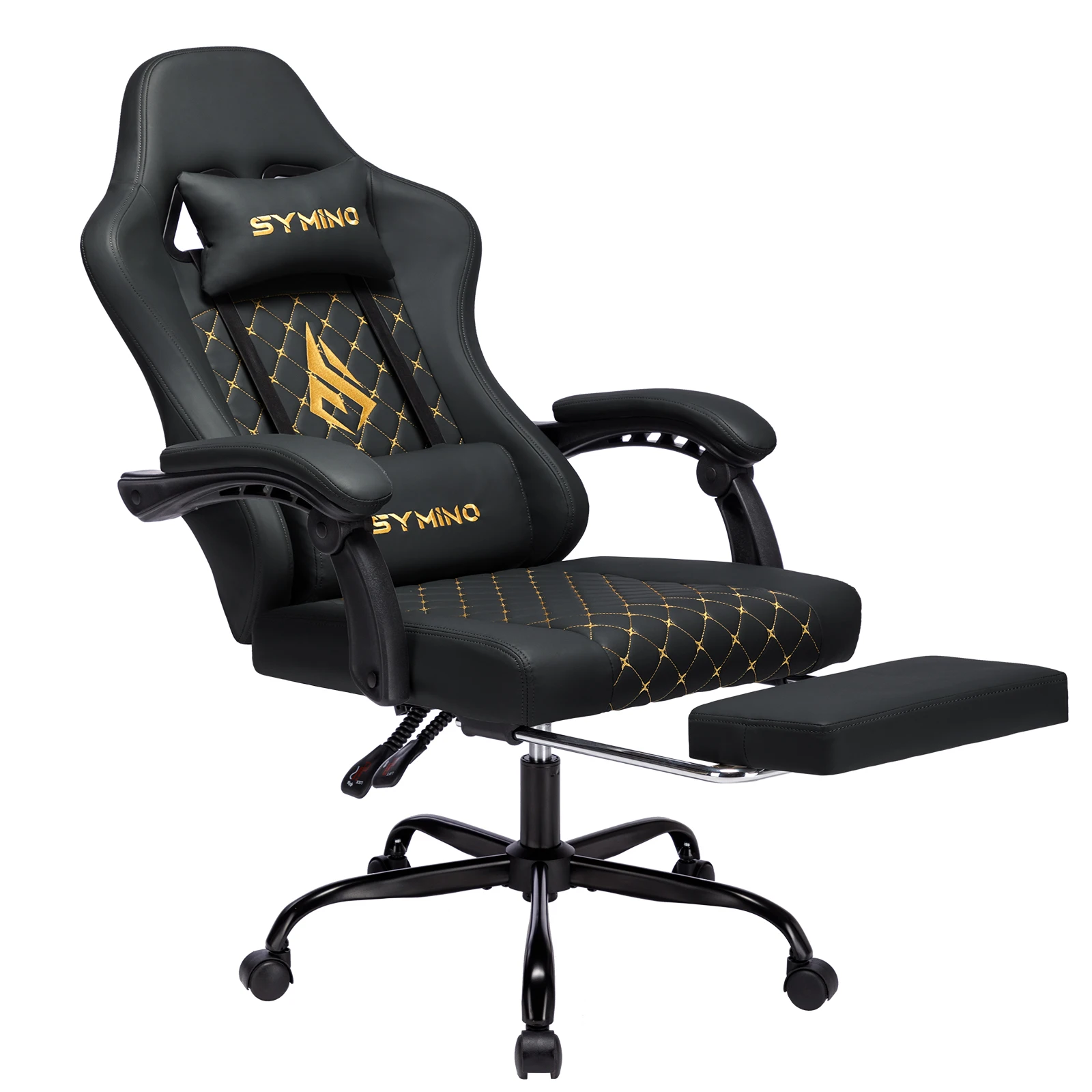 Symino Gaming Chair in Racing Style, Office Chair with Footrest &Adjustable Armrests, 200 kg Load Capacity