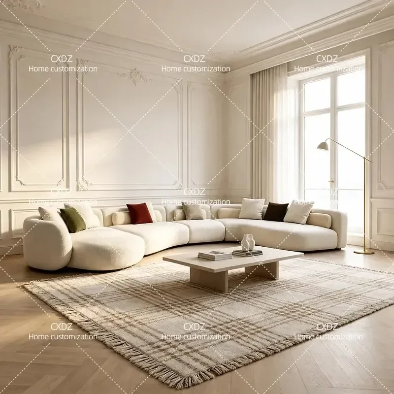 Italian Minimalist Fabric Sofa Living Room Villa Large Flat Module Combination High End Customization