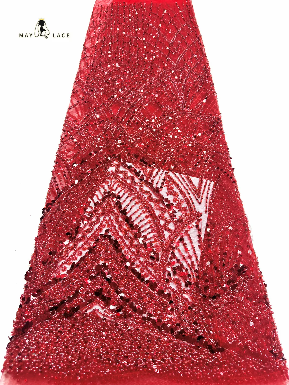 

Red African Beaded Lace Fabric 2026 High Quality Lace Groom Nigerian Wedding Bridal Sequins Embroidery French For Dresses Sewing