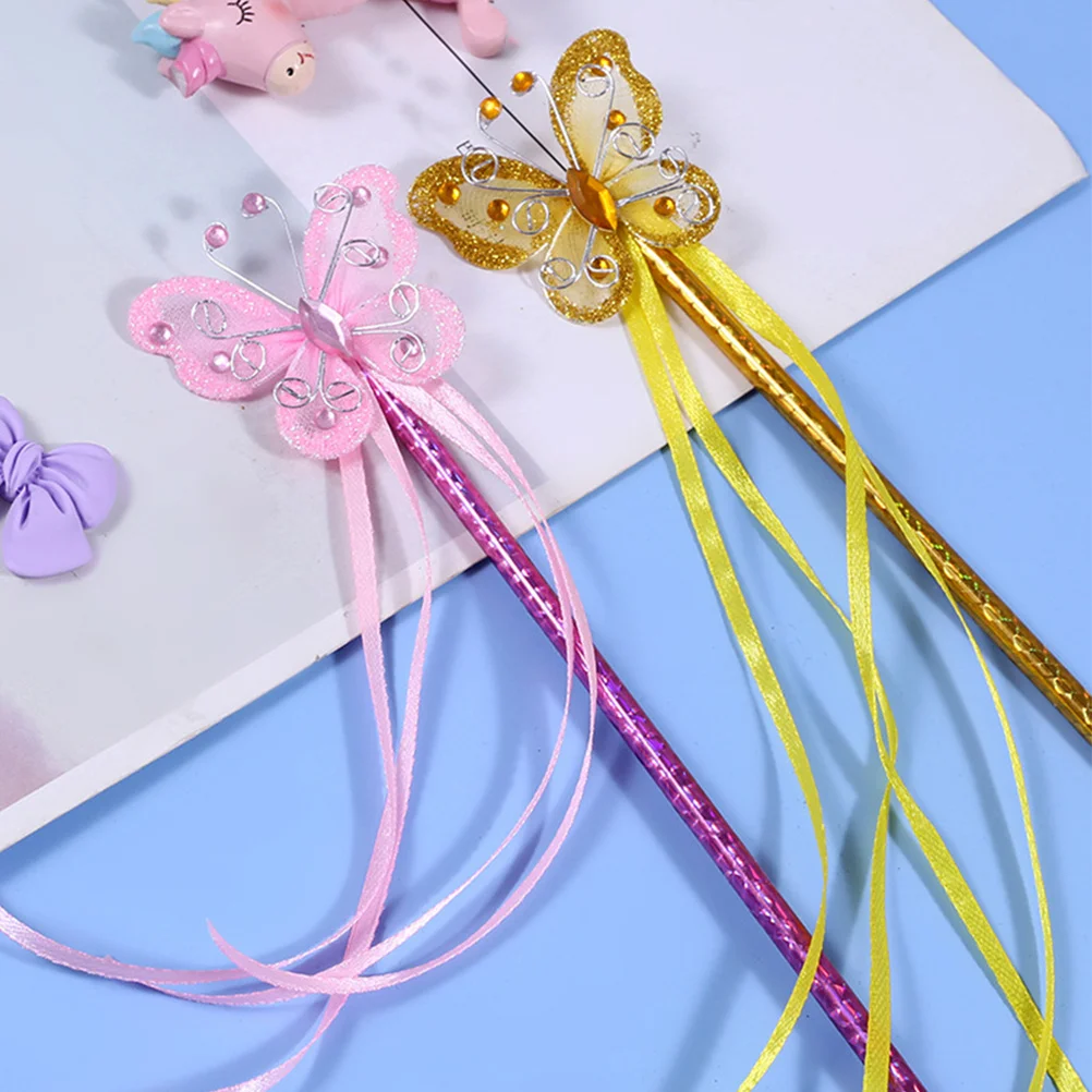 4Pcs Butterflies Fairy Stick Wand Premium Material for Kids Stage Performance Pretend Play Gift Butterflies Fairy Wands