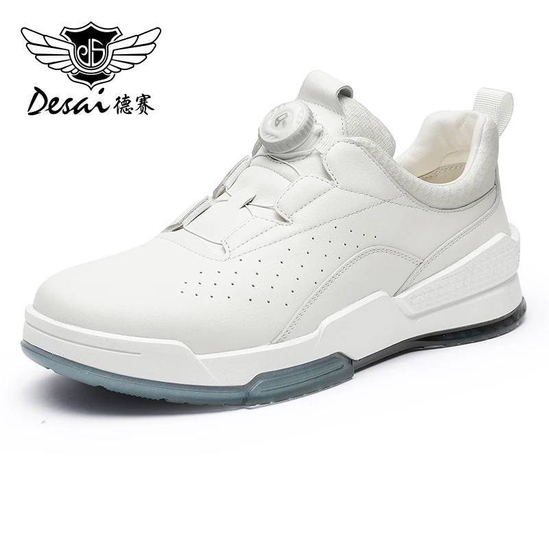 DESAI Full Grain Leather Men Shoes Soft Bottom LINXFON Outsole Casual Sneaker For Men Business Worker Breath 2023 Fashion