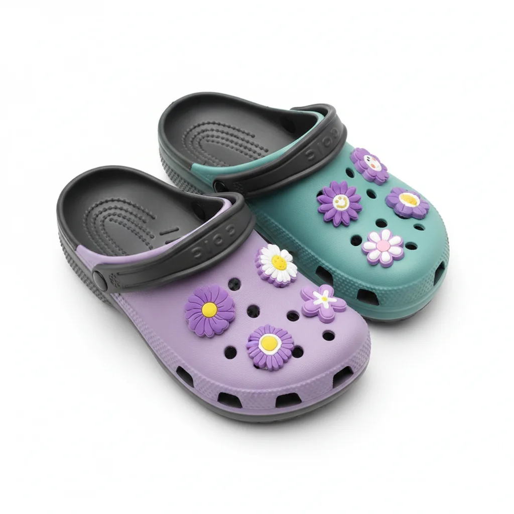 15-Pack Purple Daisy Shoe Charms - Detachable PVC Street Style Decor for Crocs, Sneakers & Beach Bags