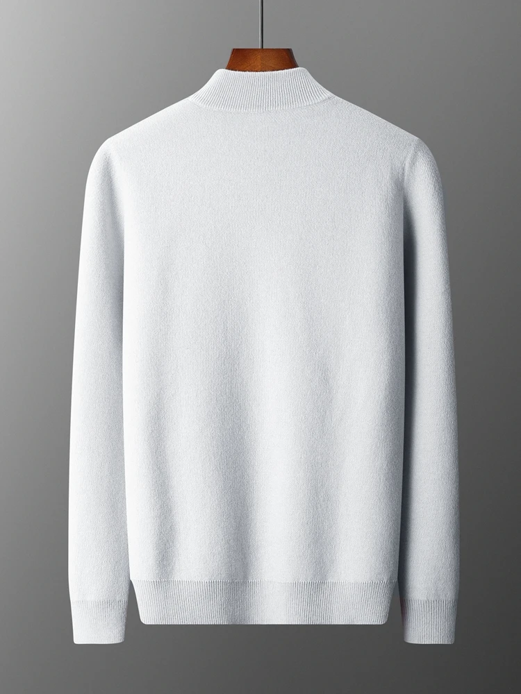 Autumn Winter Men's Cashmere Thick Mock Neck Pullover 100% Merino Sweater Casual Smart Knitwear Long Sleeve Soft Warn Daily Tops