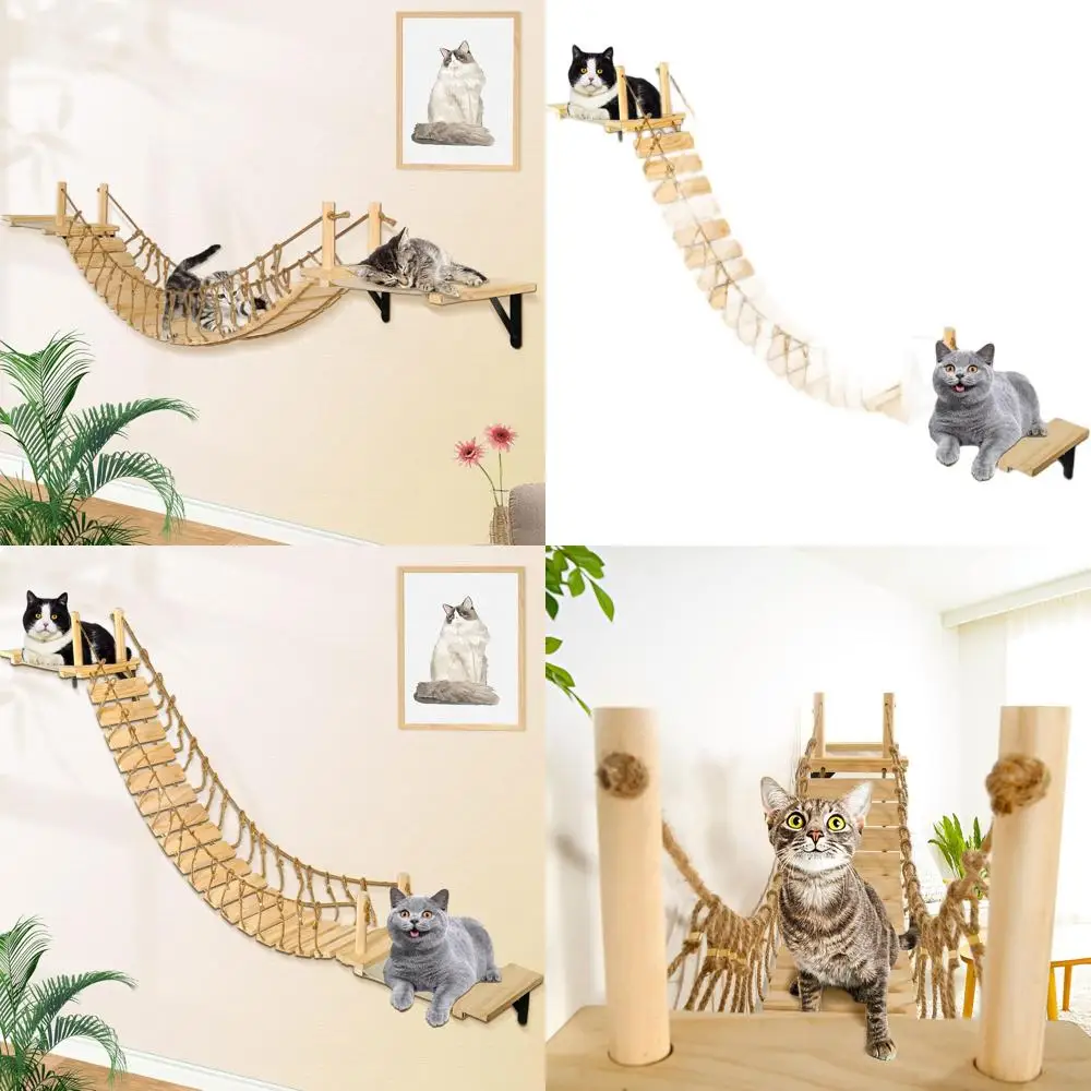 

Настенный кошачий мостик-гамак 70 см с лежанкой и полкой-облаком