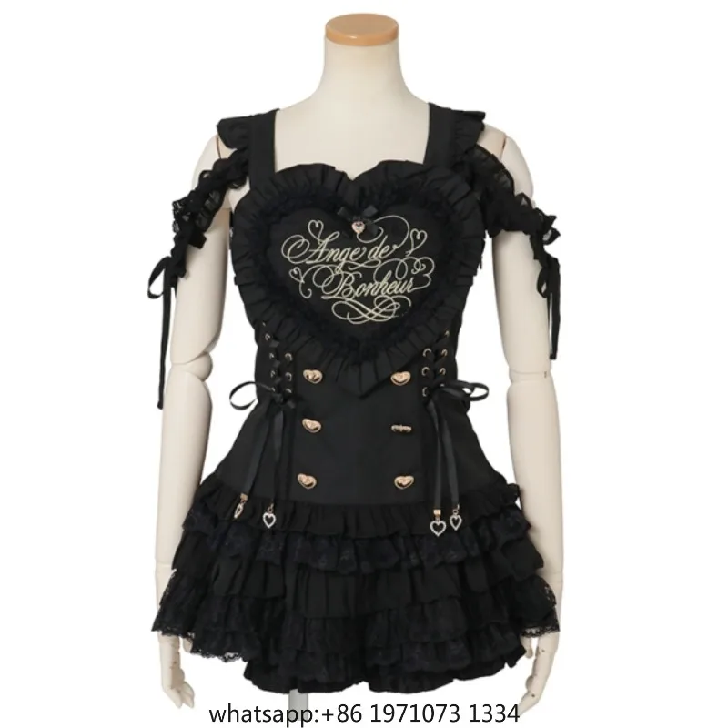 Japanese Style Liz Sweet Girl Heart Set 2025 New Lolita Cute Bow Lace Slim Top + Shorts Two-Piece Princess Y2K Dress Set