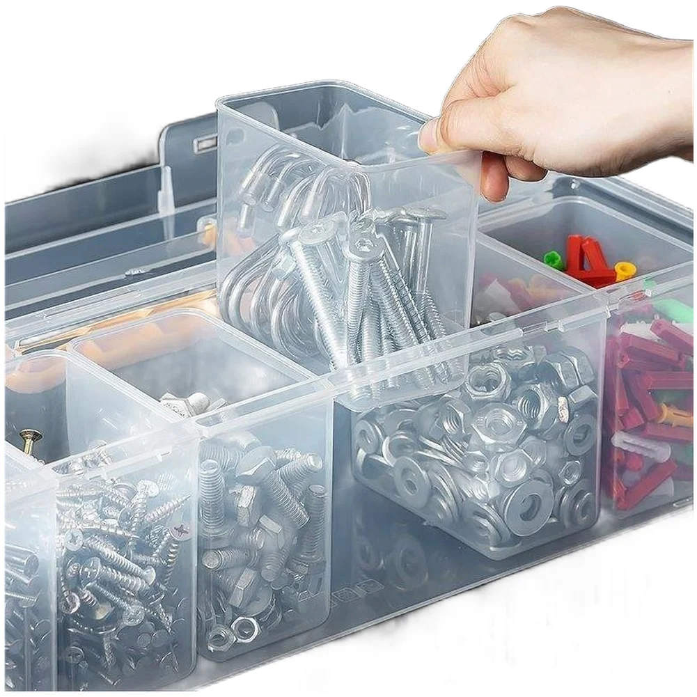 Portable For toolbox for For tools Accessories and Small Parts Featuring Six Removable Dividers and Clear View