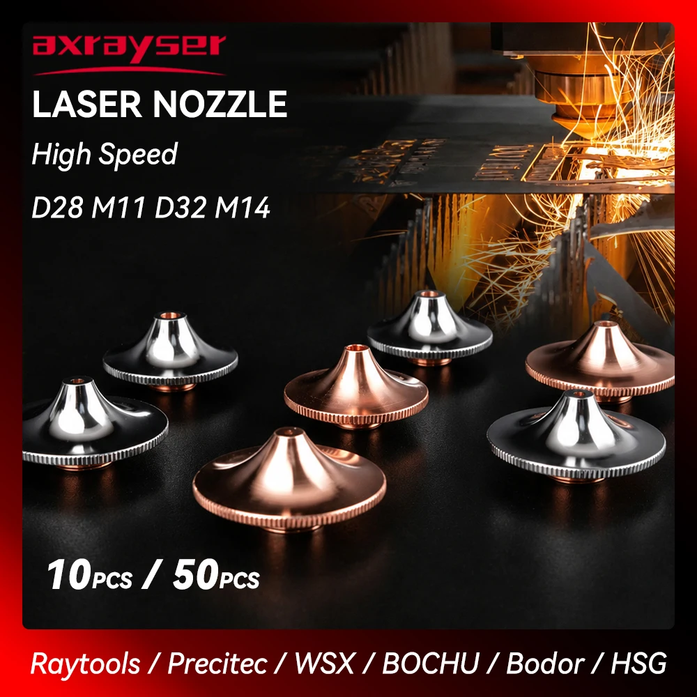 High Speed Fiber Laser Nozzles D28 M11 D32 M14 Single Double Chrome Cutting Nozzle for Raytools Precitec BOCHU HSG Laser Head