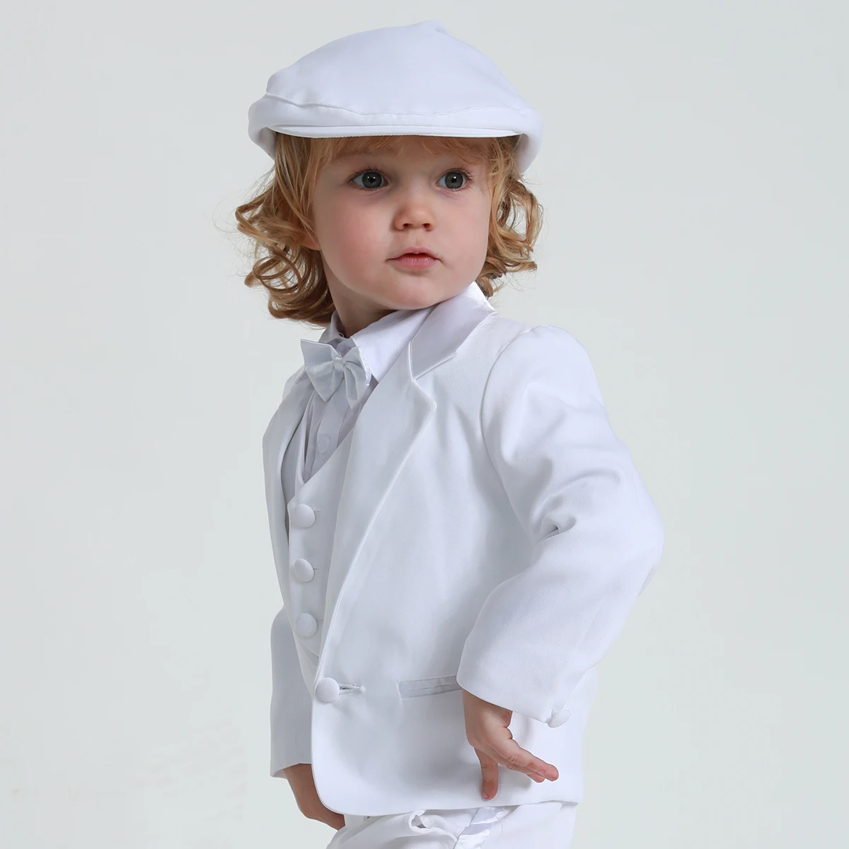 Baby Boys Baptism Blazer Infant Christening White Gentleman Kids Formal Suit Jacket Party Ceremony Photography Tuxedo 1 pcs