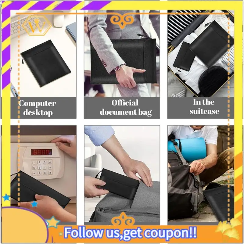 

Latest-Fireproof Waterproof Document Bag 2000℉ 3Pack Fireproof Bags For Cash/Documents With Locking Zipper Waterproof Money Bag