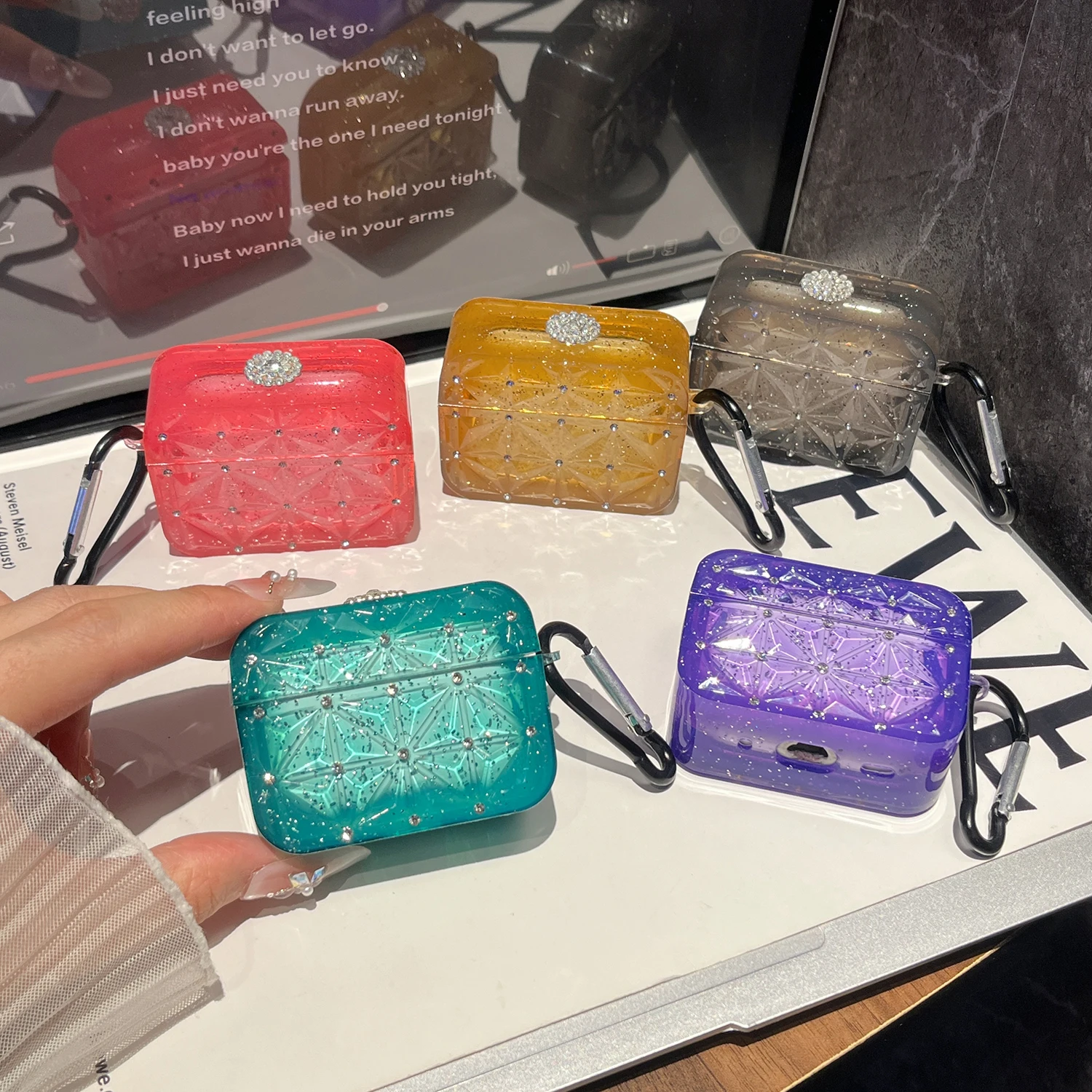 

Sparkling luxury diamond studded headphone case for Airpods 4 3 2/1 high-end fashionable women's headphone case accessories