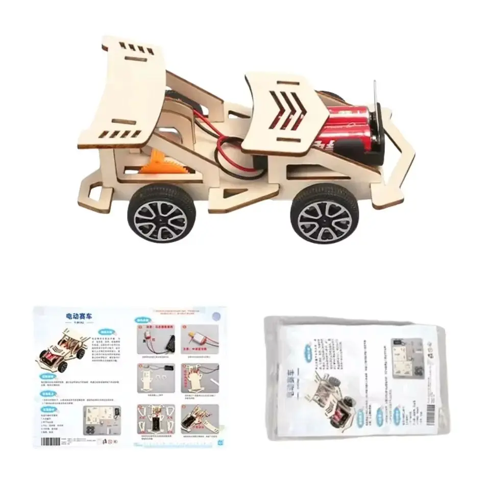DIY Wooden Remote Control Car Wooden Four Wheel Drive Racing Assembling Science Experiment Kits KIDS STEM Educational Toy